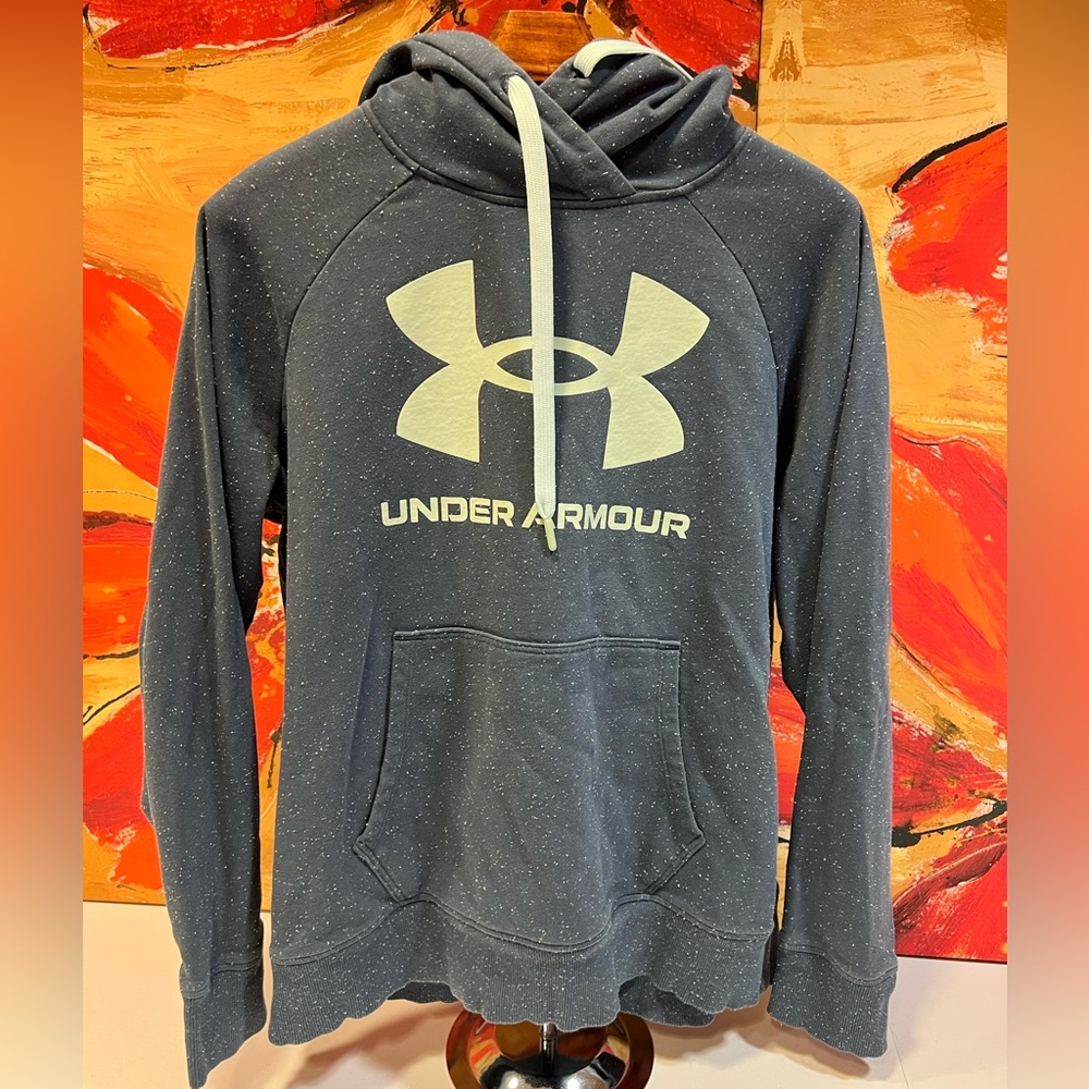 Under Armour Navy Speckled Logo Pullover Hoodie, Size L